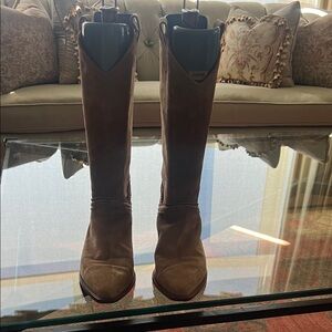 Women's western tan Suede Knee-High Boots